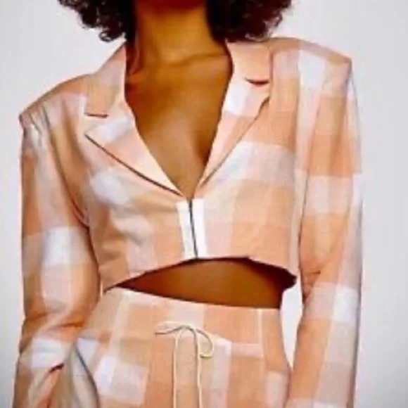 For Love And Lemons EUGENIE CROP BLAZER TANGERINE ORANGE - Picture 3 of 11